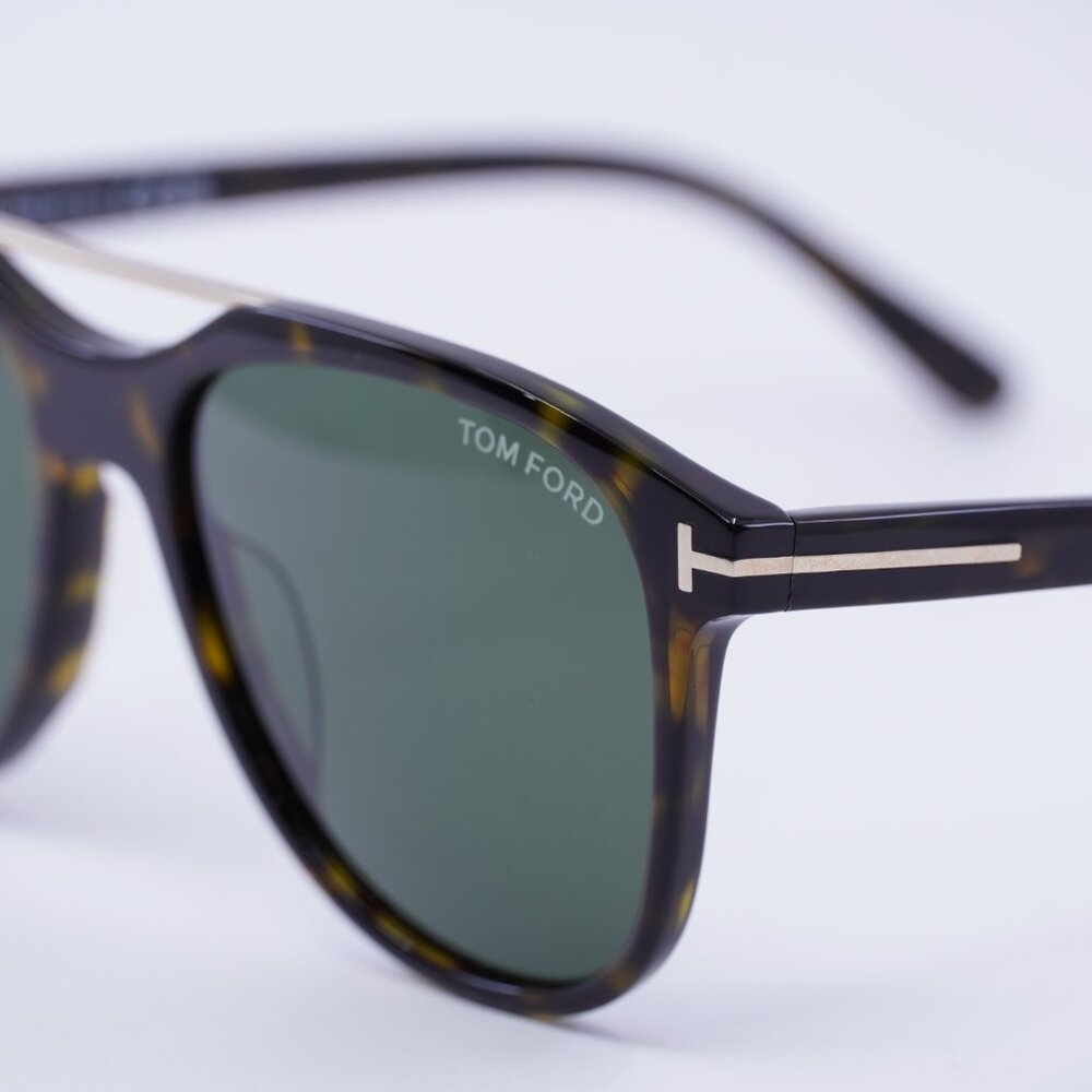 Tom Ford Damian-02 FT1098 52N Sunglasses Havana Aviator Frame, Green Lenses - Picture 2 of 9